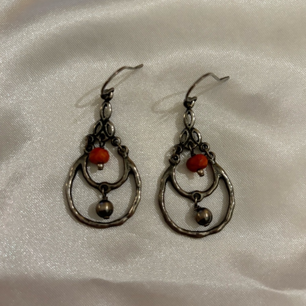 Silpada Sterling Silver and Corral Earrings